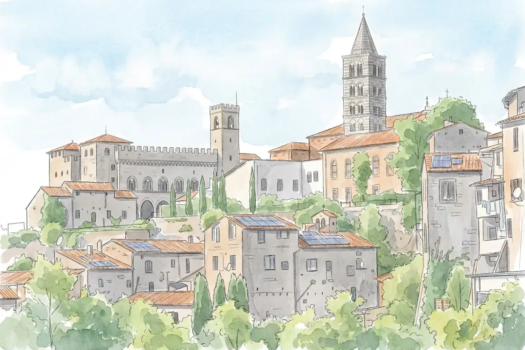 Panorama di Viterbo con Palazzo dei Papi — area di intervento SMA Energia